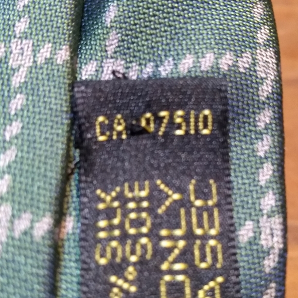 Giorgio Armani Tie, 60% Polyester, 40% Silk, Green & White Pattern Made … - Picture 8 of 10
